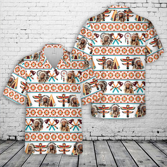 12 Native American Indian Chief Hawaiian Shirt
