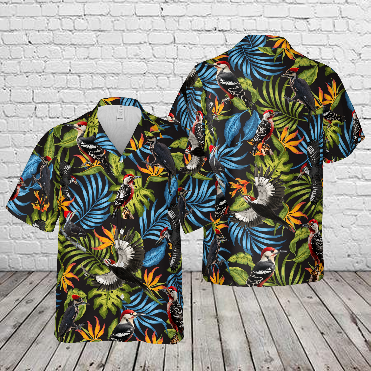 Woodpecker Bird Tropical Hawaiian Shirt